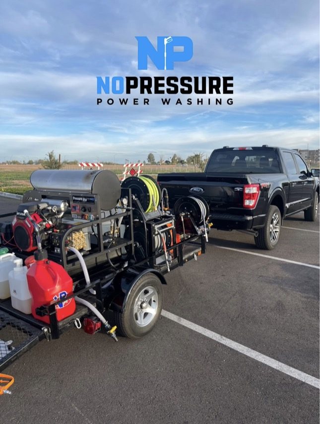 Commercial property exterior pressure washing