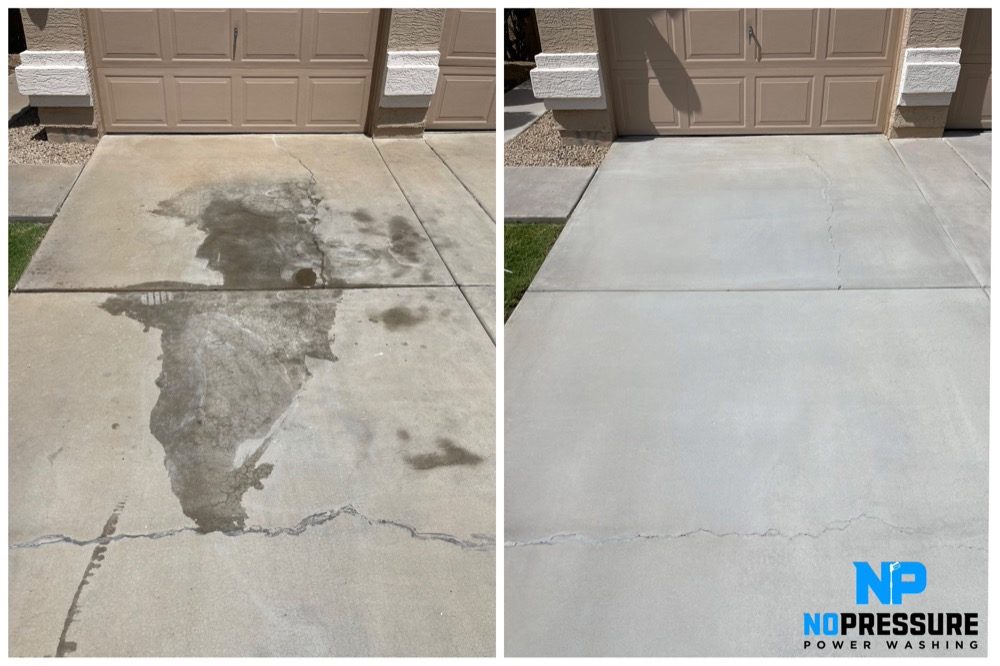 Concrete with oil stains removed